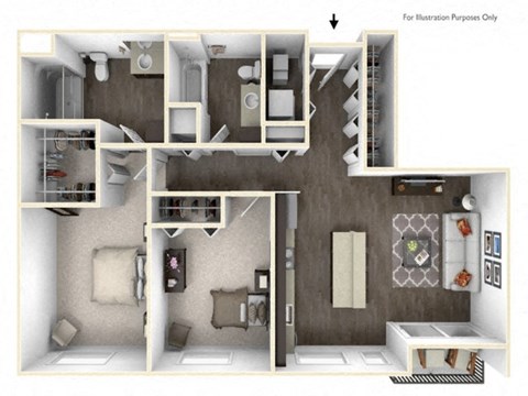 BURNISH 2 Bedroom 2 Bath 3D Floor Plan at Stitchweld, Wisconsin, 53207